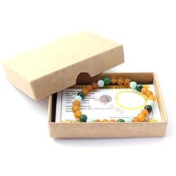 TipTopEco Amber Stretch Bracelet with Semi Precious Stones - for Adults (Men and Women) - 7 Inches Long - Raw Cognac Beads