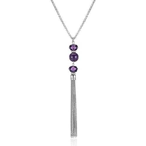 BULINLIN Long Turquoise Necklaces for Women - Sweater Chain Fashion Jewelry with Pendant Silver Tassel, Necklace Gifts for Women