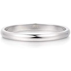 HAFEEZ CENTER 2mm Classic Plain Dome Wedding Band (14K White Gold, 6.5)