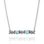 PZ Paz Creations 925 Sterling Silver Rose Flower Gemstone Bar Necklace for Women | Bezel-Set Birthstone | Hypoallergenic Dainty Everyday Fashion Jewelry