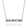 PZ Paz Creations 925 Sterling Silver Rose Flower Gemstone Bar Necklace for Women | Bezel-Set Birthstone | Hypoallergenic Dainty Everyday Fashion Jewelry