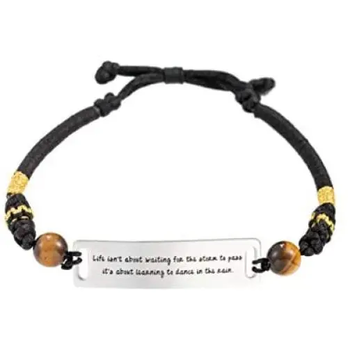 DOLLRINBOY Religious Christian Mens Bracelet,Handmade Adjustable Stainless Steel with 8mm Tiger Eye Stone Bible Verse Bracelet for Women Men Boys Girls