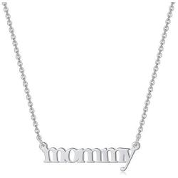 Mama Necklace Gifts for Mom, Dainty 14K Gold Plated CZ Mommy Mama Pendant Necklaces for Women, Pave Mama Script Necklace Jewelry for Mom Mother