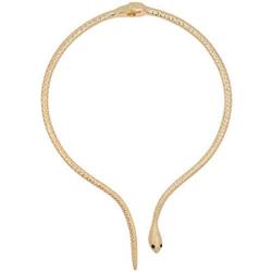 Unicra Goldtone Snake with Black Eyes Curved Bar Design Adjustable Gothic Magnetic Choker Necklace Pendant for Women and Girls