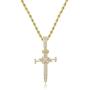 JINAO Hip Hop Iced Out CZ Nail Cross Necklace 18K Gold Plated Simulated Diamond Pendant for Men Boys