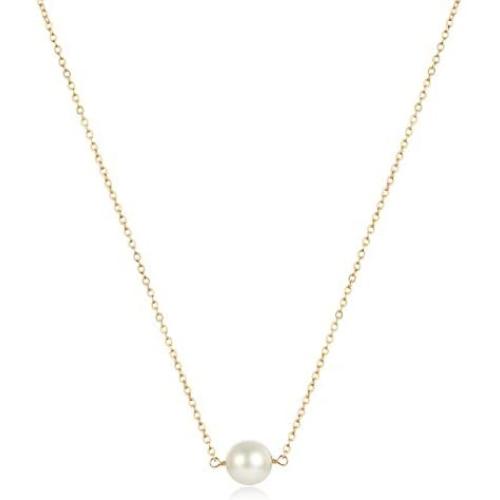 Dainty Pearl Choker Necklace, Handmade Layered Chain Freshwater Peal Mini 14k Gold Fill Choker Necklaces