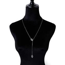 Long Necklace Sterling Silver Larait Bar Y Lariat Long Chain Drop Adjustable Necklace Gift for Her, 30''