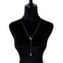 Long Necklace Sterling Silver Larait Bar Y Lariat Long Chain Drop Adjustable Necklace Gift for Her, 30''