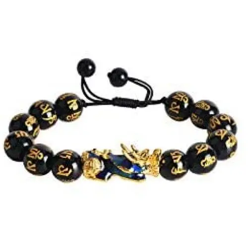 ABONDEVER Feng Shui Pixiu Black Obsidian Wealth Bracelet Color Change 14K Plated Adjustable Handmade Braided Rope Lucky Jwelry ABONDEVER Feng Shui Pixiu Black Obsidian Wealth Bracelet Color Change 14K Plated Adjustable Handmade Braided Rope Lucky Jwelry