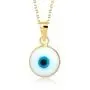 GELIN 14k Solid Gold White Evil Eye Protection Charm Pendant Necklace - Evil Eye Jewelry for Women