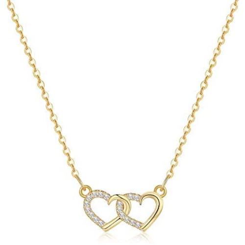 Love Heart Necklace, 14K Gold Filled CZ Pendant Love Heart Necklace Dainty Love Heart Necklaces for Women Lover Wife Teen Girls Friends Mom Anniversary Christmas Birthday Valetines Gifts Jewelry