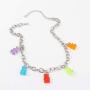 Gummy Bear Necklace Bracelet Set Colorful Multicolor Transparent Resin Bear Earring Cartoon Cute Candy Crazy Aesthetic Pendant Necklace for Girls Women Jewelry