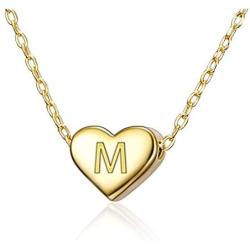 BMMYE Tiny Gold Initial Necklace for Women Girls 18K Dainty Letter Necklace A-Z Heart Pendant Choker Alphabet Personalized Birthday Mothers Bridesmaid Minimal Jewelry