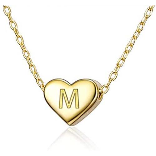 BMMYE Tiny Gold Initial Necklace for Women Girls 18K Dainty Letter Necklace A-Z Heart Pendant Choker Alphabet Personalized Birthday Mothers Bridesmaid Minimal Jewelry