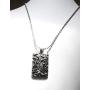 Lotus Star Ornate Dog Tag Heavyweight Pendant 24'' Long Necklace