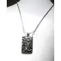 Lotus Star Ornate Dog Tag Heavyweight Pendant 24'' Long Necklace Lotus Star Ornate Dog Tag Heavyweight Pendant 24'' Long Necklace