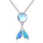 TRISHULA Mermaid Tail Necklace for Women,925 Sterling Silver Whale Tail Moonstone Pendant Cute Animal Jewelry Gift for Women Girl Mom Daughter