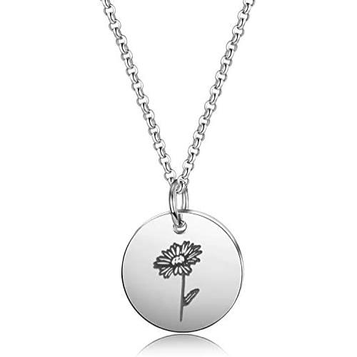Detailed Personalized Birth Flower Necklace Birth Month Mom Necklace Birthday Gift for Her