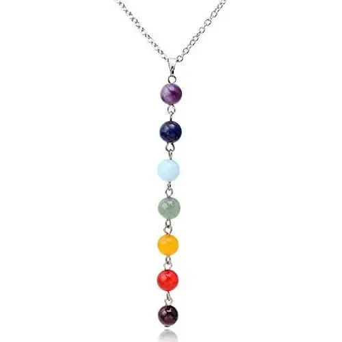 YUANKEXIANG Chakra Necklace 7 Chakra Stones Pendant Necklace Beads Gemstone Healing Crystals Jewelry Birthday YUANKEXIANG Chakra Necklace 7 Chakra Stones Pendant Necklace Beads Gemstone Healing Crystals Jewelry Birthday