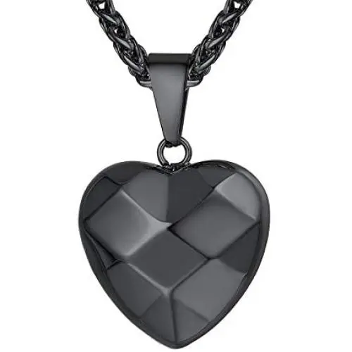 U7 Womens Tiny Heart Necklace Stainless Steel Link Chain 3D Vivid Love Hearts Pendant for Girls Lover, Customizable