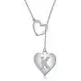 A - Z Heart Initial Necklace, 14K White Gold Plated Letter Necklace Y-Necklace Silver for Women Girls, Adjustable Heart Initial Cubic Zirconia Alphabet Necklace with Gift Box Card