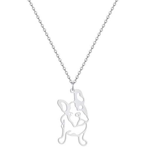 Chengxun Stainless Steel French Bulldog Pendant Necklace 18+2 Inches