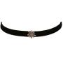 Alpenflüstern Bavarian Velvet Choker with Rhinestone Edelweiss Flower (Black) - Traditional German Dirndl Jewelry