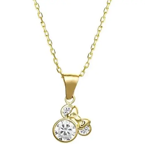 Disney Minnie Mouse Jewelry for Women, 14k Yellow Gold Cubic Zirconia Pendant Necklace, 18” Chain Disney Minnie Mouse Jewelry for Women, 14k Yellow Gold Cubic Zirconia Pendant Necklace, 18” Chain