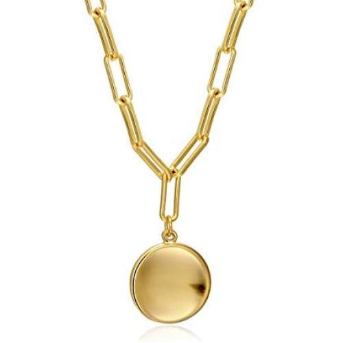 ACC PLANET Gold Coin Necklace 14K Gold Plated Medallion Coin Pendant Round Disc Charm Mothers Day Chunky Gold Pendant Necklaces for Women Gifts