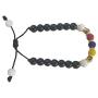 Handmade Bracelet from Medellin - Colombia Flag Colors - Cats eye gemstone and steel beads - Sliding Knot