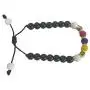 Handmade Bracelet from Medellin - Colombia Flag Colors - Cats eye gemstone and steel beads - Sliding Knot