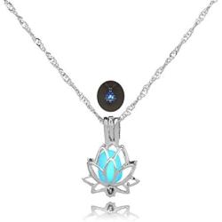 Luminous Lotus Pendant Necklace, Hollow Flower Lockets Necklace