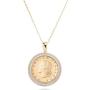 Miabella 18K Gold over Sterling Silver Diamond Accent Genuine Italian 20 Lira Coin Pendant Necklace for Women 18 Inch Chain 925 Medallion Necklace Made in Italy