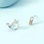 2Pairs Lovely Narwhal Rainbow Star Opal Rhinestone Asymmetrical Shape Stud Earrings Whales Studs Earring Narwhals Jewelry Gift Cute Animal Jewelries for Women Girls