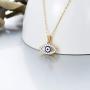 Blocaci 14K Yellow Gold Evil Eye Necklaces for Women Girls White/Blue Eye with Moissanite Evil Eye Pendant for Wife Grilfriend Daughter, 16+1+1 inch