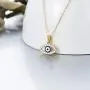 Blocaci 14K Yellow Gold Evil Eye Necklaces for Women Girls White/Blue Eye with Moissanite Evil Eye Pendant for Wife Grilfriend Daughter, 16+1+1 inch