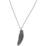 PZ Paz Creations 925 Sterling Silver Pendant Necklace For Men | Feather Textured Design With 22'' Italian Rolo Chain | Hypoallegenic Made In Israel