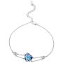 AOBOCO I Love You Jewelry Sterling Silver Heart Bracelet, Blue Purple Crystal from Austria, Fine Jewelry Gifts for Women