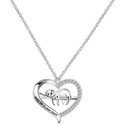 Sloth Necklace Heart Cute Animal Slider Sloths Stuffed Jewelry Engraved Keep me in your heart Gift for Animal Lovers Girls Women
