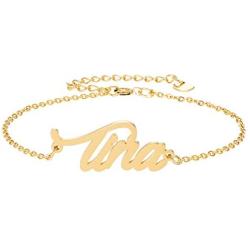 HUAN XUN Custom Name Necklace Personalized Initial Necklaces in Golden Silver