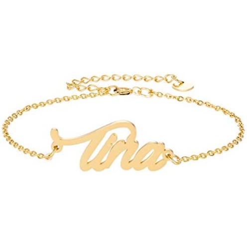 HUAN XUN Custom Name Necklace Personalized Initial Necklaces in Golden Silver
