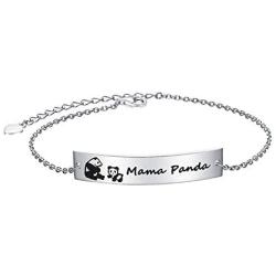 925 Sterling Silver Mama Panda Jewelry Mom Child Mother Bracelet for Women Jewelry Gifts, 7 Inch + 2 Inch Extension (Mama Panda Bracelet ( 1 cub))