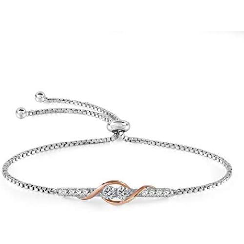 Adjustable Bracelets for Women White Gold Plated Jewelry Bracelets for Teen Girls with Gift Box