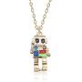 MIXIA Anime Colorful 3D Robot Necklace Hip Hop Mechanic Charm Necklaces Gold Silver Chain Choker Jewelry for Women Men Gift 18''
