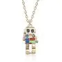 MIXIA Anime Colorful 3D Robot Necklace Hip Hop Mechanic Charm Necklaces Gold Silver Chain Choker Jewelry for Women Men Gift 18''