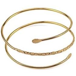 JOYID Fashion Upper Arm Bracelet Cuff Bangle Coil Bracelet Simple Swirl Leaf Armband Jewelry for Women Girls