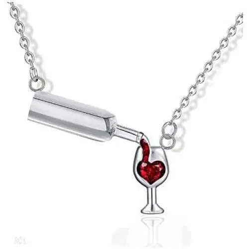JOYID Fashion Wine Bottle Cup Pendant Neckalce Copper Polishing Red Zircon Crystal Inlaid Sweet Necklace for Women Party Jewelry JOYID Fashion Wine Bottle Cup Pendant Neckalce Copper Polishing Red Zircon Crystal Inlaid Sweet Necklace for Women Party Jewelry