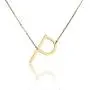ETHOON Sideways Initial Necklace Gold Filled Stainless Steel Alphabet Personalized Necklace Name Jewelry A-Z Chain 17''+2''