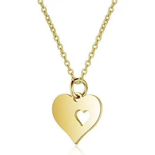 Heart titanium steel necklace female openworked love bone chain stainless steel pendant necklace Heart titanium steel necklace female openworked love bone chain stainless steel pendant necklace