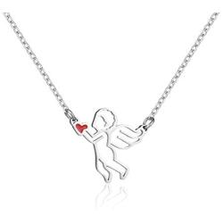 Cupid Pendant Necklace for Girlfriend Wife Sister Jewelry Gifts Love God Choker for Girl Teens Birthday Guardian Cherub for Women Mom Valentine Neutral Angel Baby Chain